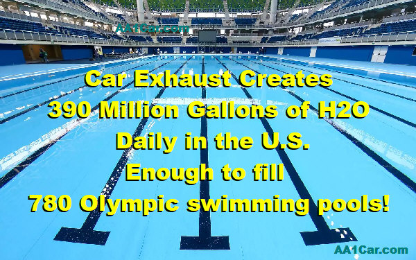 water from car exhaust fills olympic swimming pool