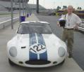 Click Here to see larger photo of Larry Carley with Jaguar XKE at Atlanta Speedway
