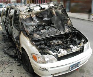 fire damaged car