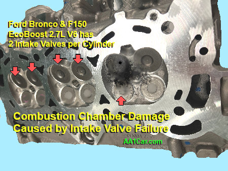 Ford EcoBoost V6 head damage caused by intake valve failure