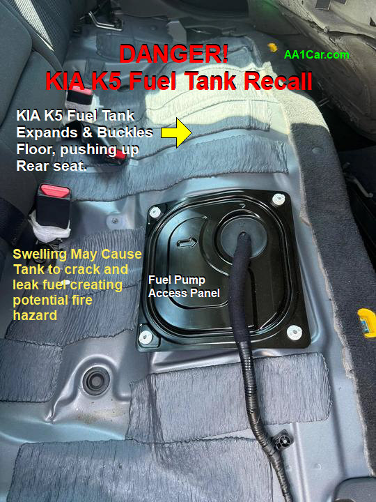 KIA K5 gas tank under back seat