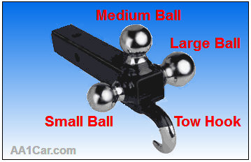 trailer hitch with 3 balls and tow hook